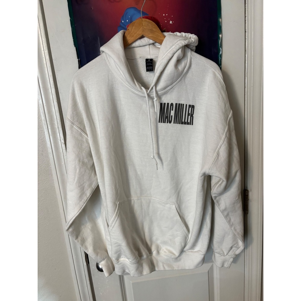 Mac Miller Best Day Ever Hoodie White Graphic Sweatshirt Mens Large 1992 Mixtape